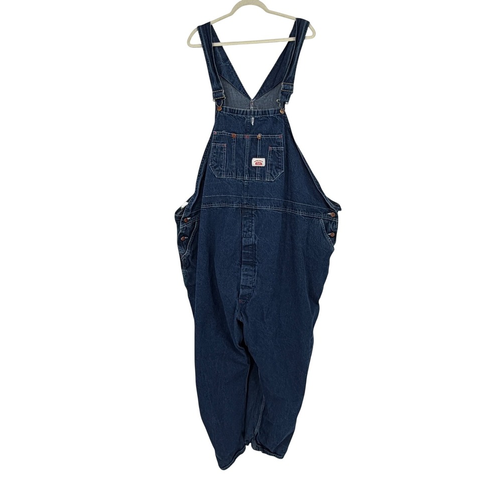Vintage Round House Denim Bib Overalls 68x30 Made USA Big Tall Workwear
